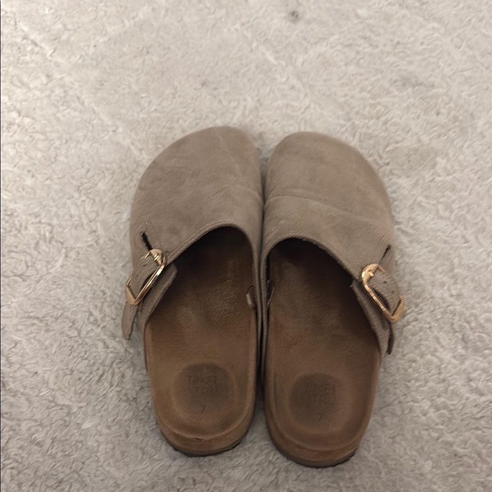 Time and Tru Tan Mules Comfortable Slip-On Shoes